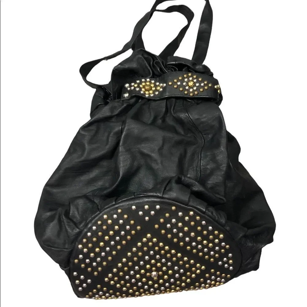 Cleobella Studded Bucket Bag Magnetic Close Leather BoHo Festival Coachella.